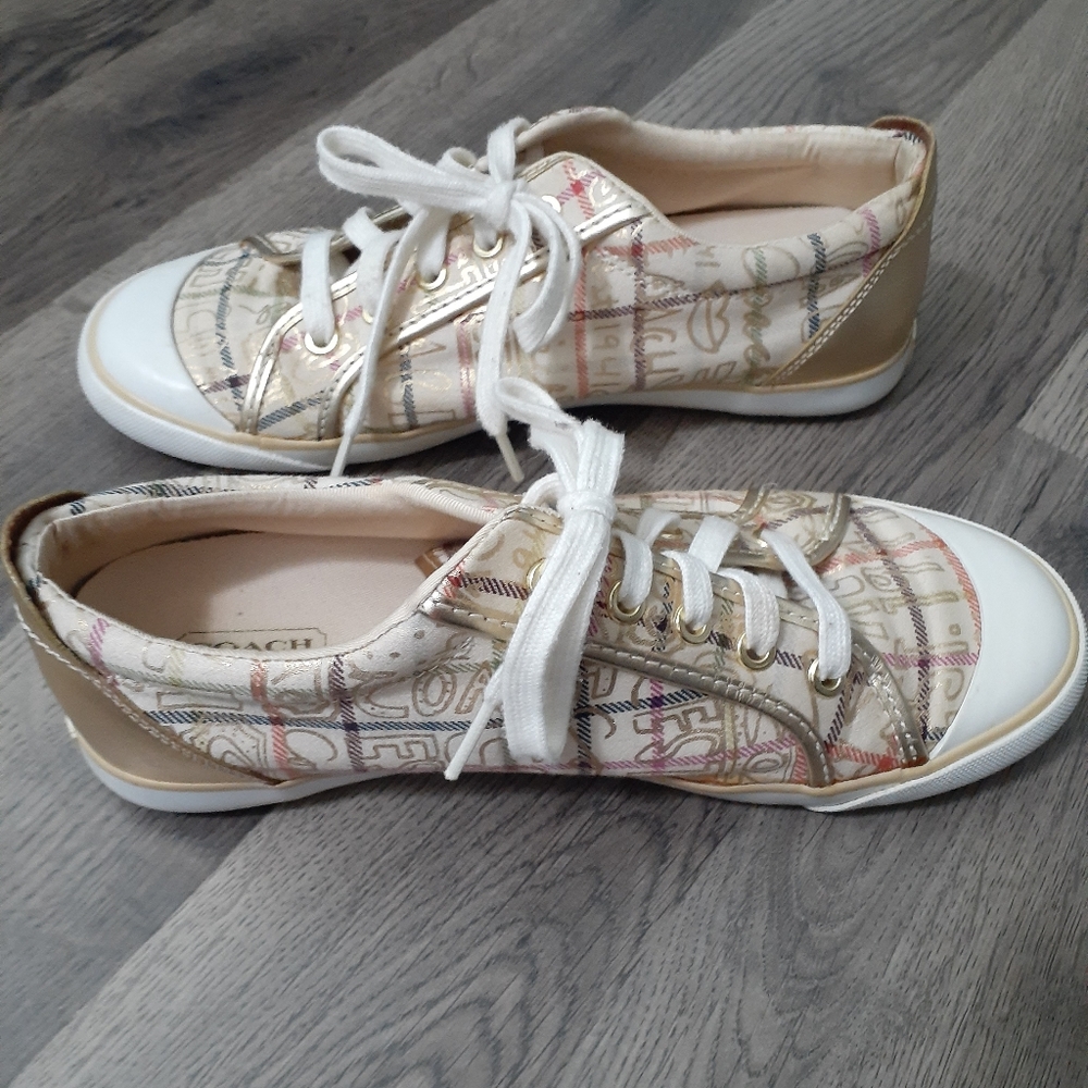 Coach Gold White Colored Tennis Shoes Casual
